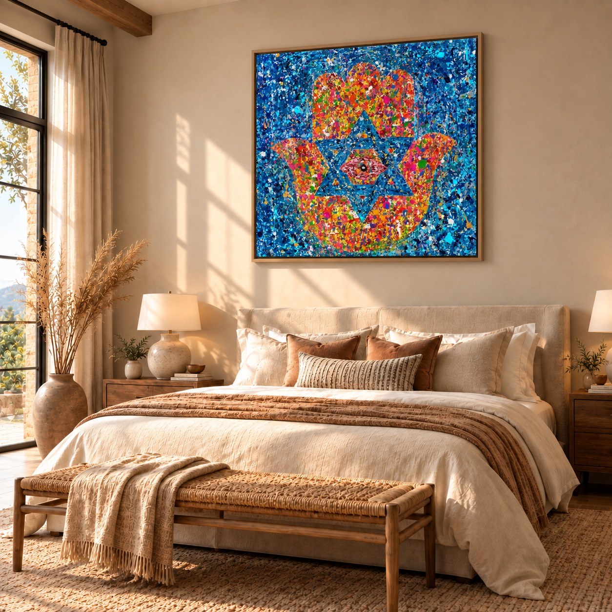 Colors of Protection canvas wall art, bedroom boho sand room mockup