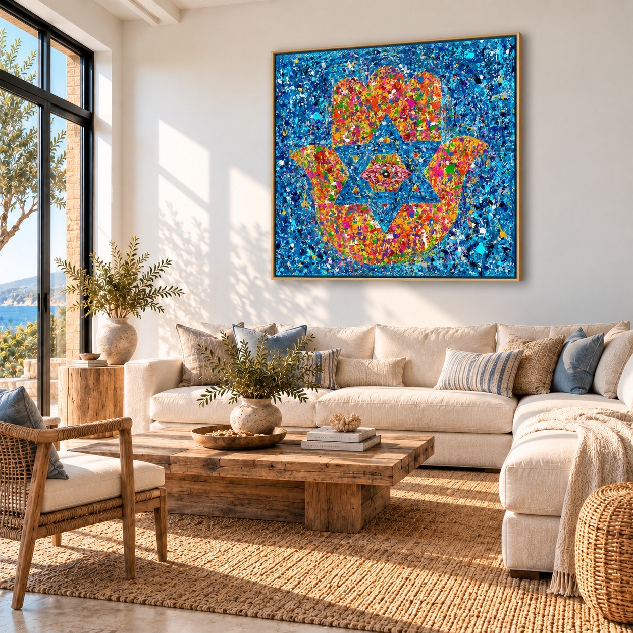 Colors of Protection canvas wall art, coastal living bright room mockup