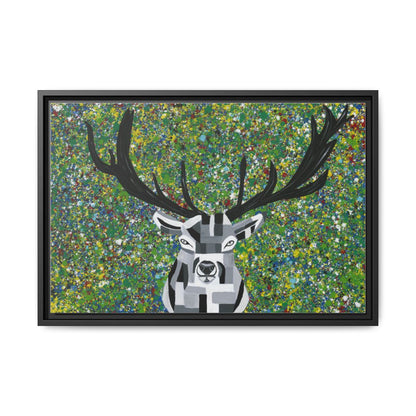 Deer In The Forest framed canvas print, black frame