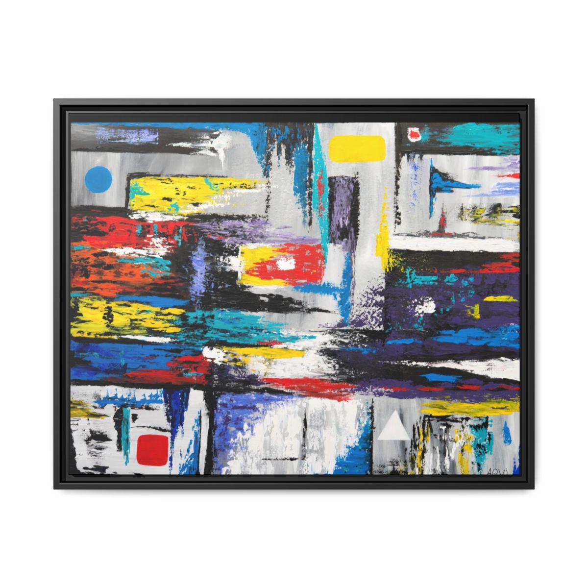 EXACT GEOMETRY framed canvas print, black frame