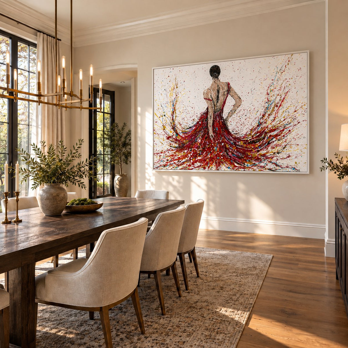 Fiery Elegance canvas wall art in a stylish room