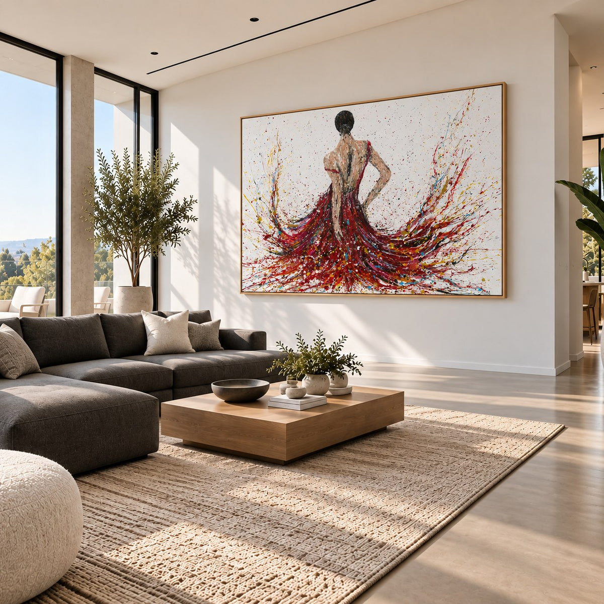 Fiery Elegance canvas wall art in a scandi living room