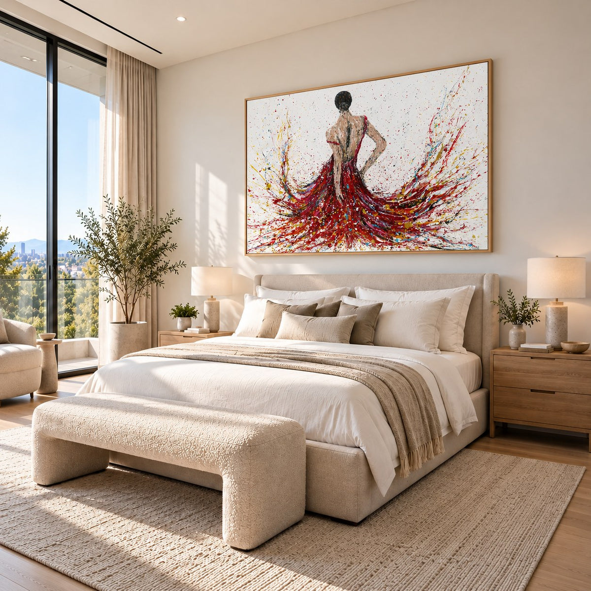 Fiery Elegance canvas wall art in a stylish room