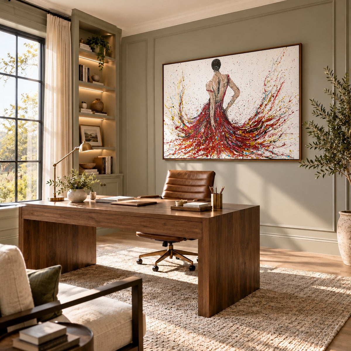 Fiery Elegance canvas wall art in a stylish room