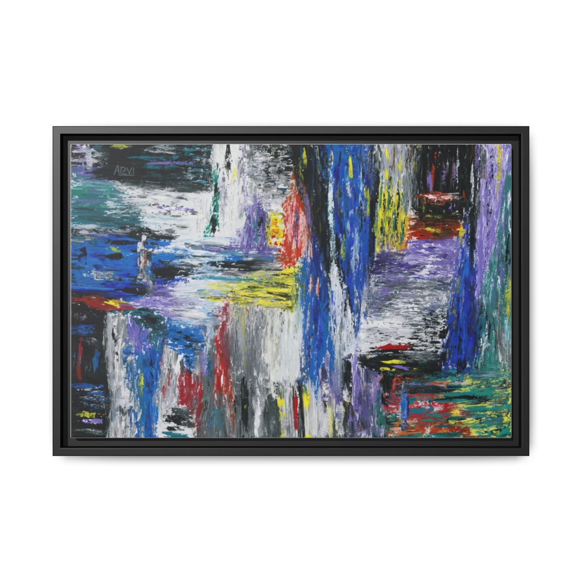 Blue Waterfall framed canvas