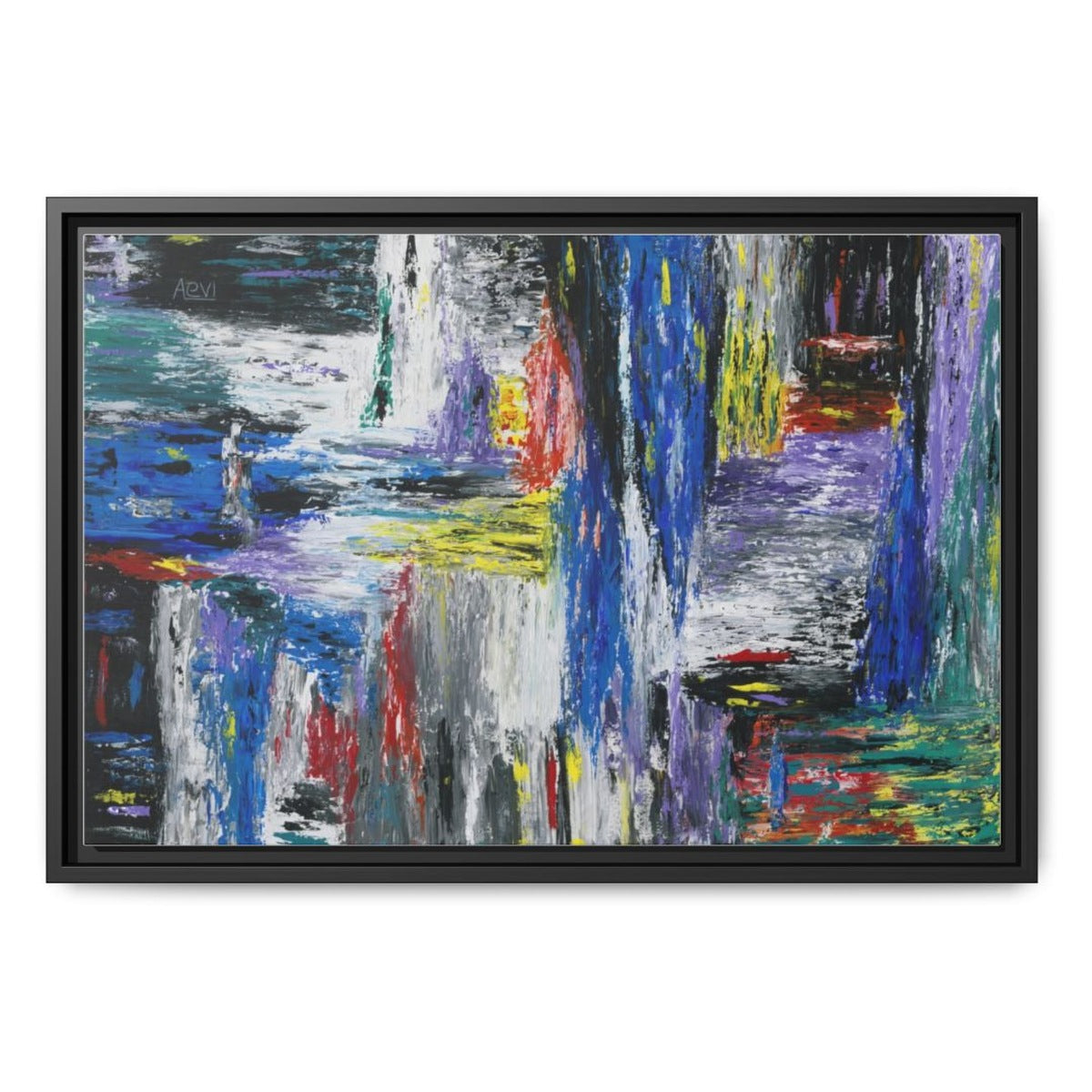 Blue Waterfall framed canvas