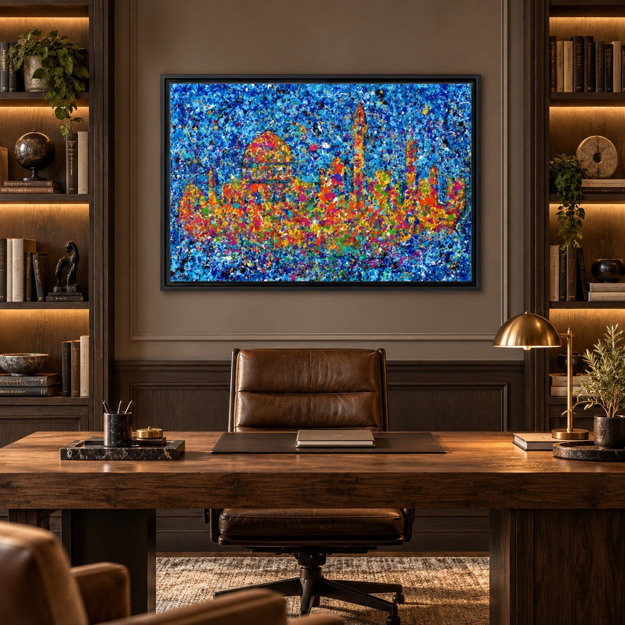 Jerusalem Home of My Heart canvas wall art, black library study mockup