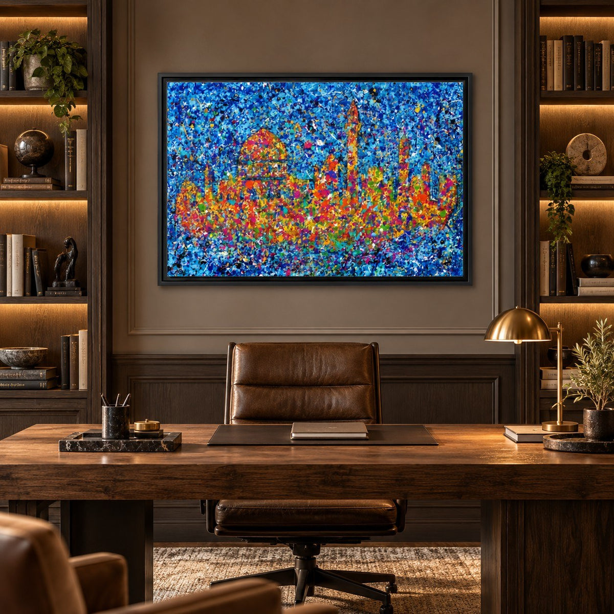Jerusalem Home of My Heart canvas wall art, black library study mockup