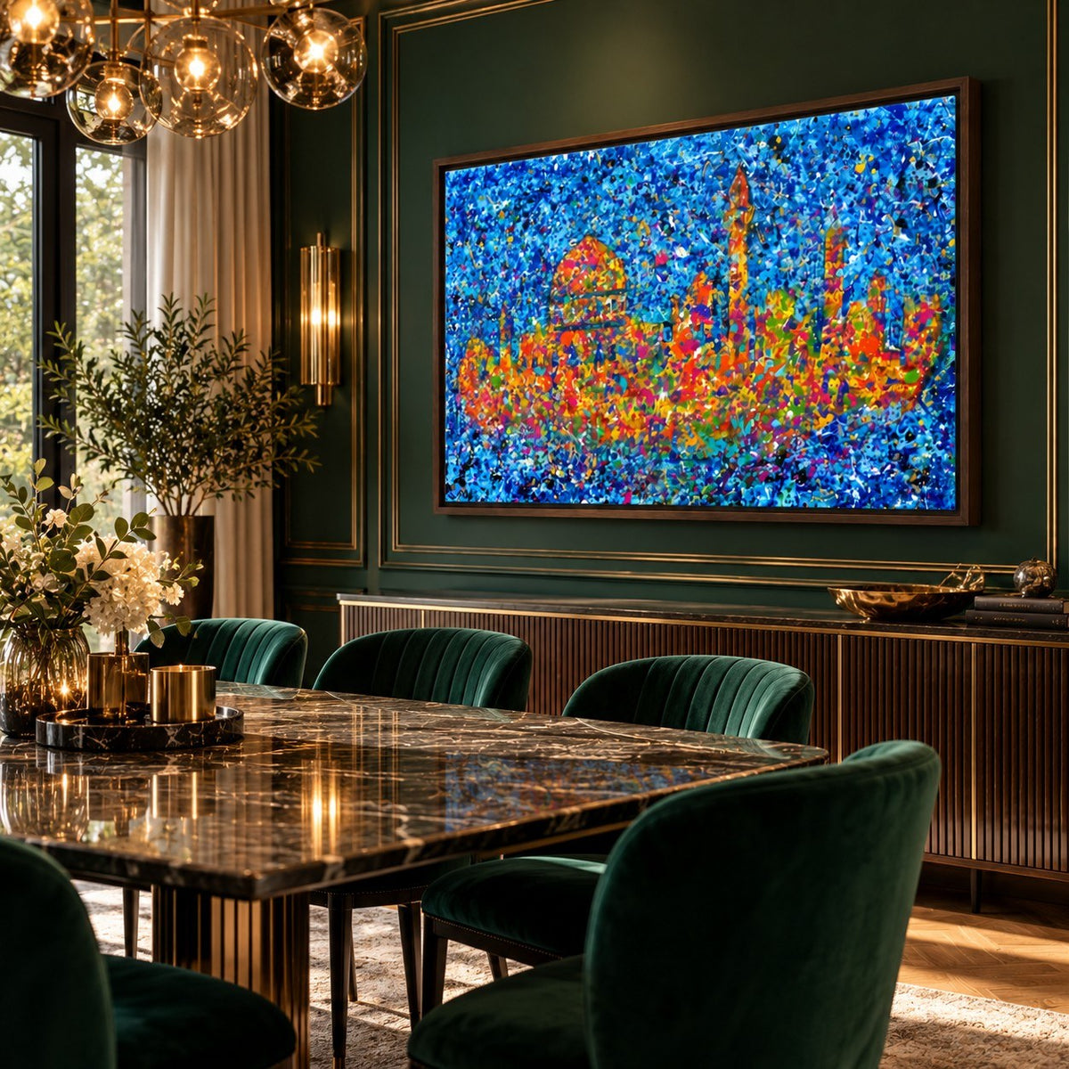 Jerusalem Home of My Heart canvas wall art, art deco dining room mockup