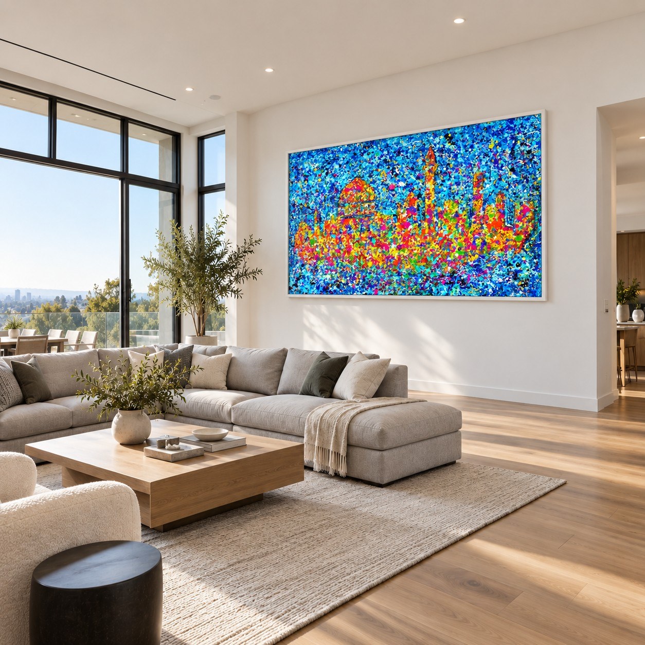 Jerusalem Home of My Heart canvas wall art, white living room mockup
