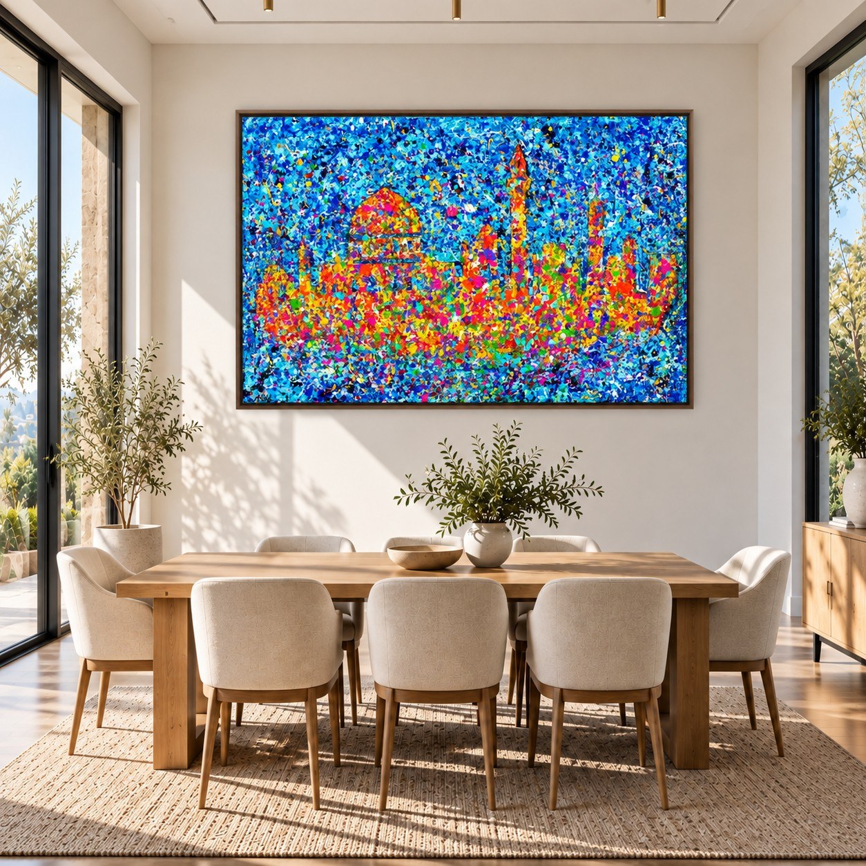 Jerusalem Home of My Heart canvas wall art, espresso dining room mockup