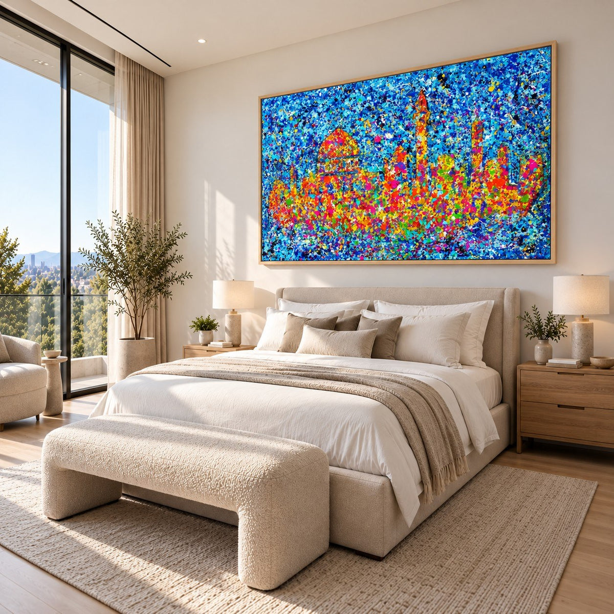 Jerusalem Home of My Heart canvas wall art, wood bedroom mockup