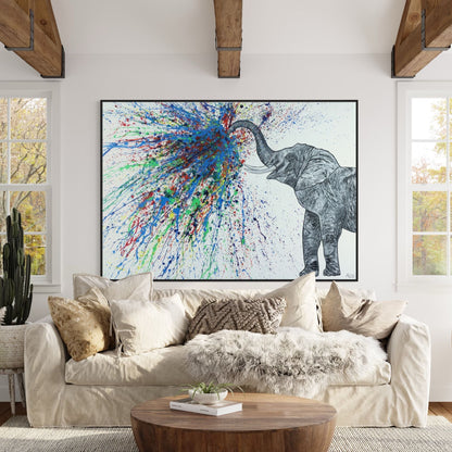 Limited Edition Print - An Elephant Blows - Canvas BY Albert Levi Art