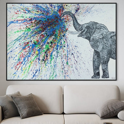 Limited Edition Print - An Elephant Blows - Canvas BY Albert Levi Art