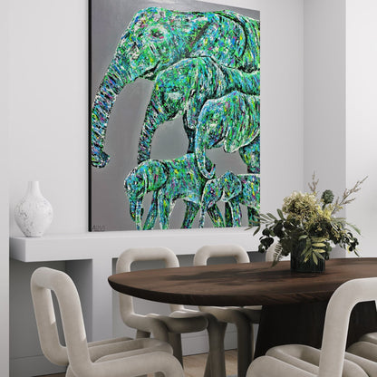 LIMITED EDITION PRINT - Family Stride - Canvas BY Albert Levi Art