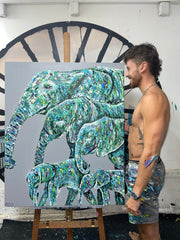 LIMITED EDITION PRINT - Family Stride - Canvas BY Albert Levi Art