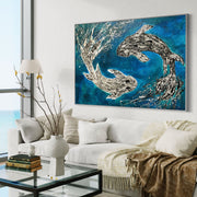 Limited Edition Print - Harmony of Koi - Canvas BY Albert Levi Art