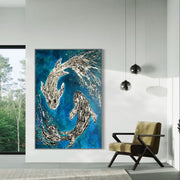 Limited Edition Print - Harmony of Koi - Canvas BY Albert Levi Art