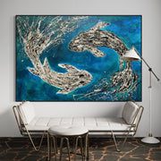 Limited Edition Print - Harmony of Koi - Canvas BY Albert Levi Art