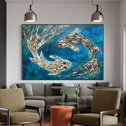 Limited Edition Print - Harmony of Koi - Canvas BY Albert Levi Art