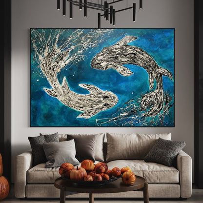 Limited Edition Print - Harmony of Koi - Canvas BY Albert Levi Art