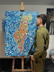 Colorful Canvas: "Limited Edition Print - Map Of Israel - Never Again" by Albert Levi Art