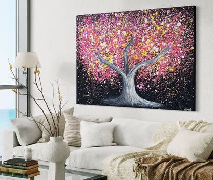 LIMITED EDITION PRINT - Tree of happines - Pink Magic - Canvas BY Albert Levi Art