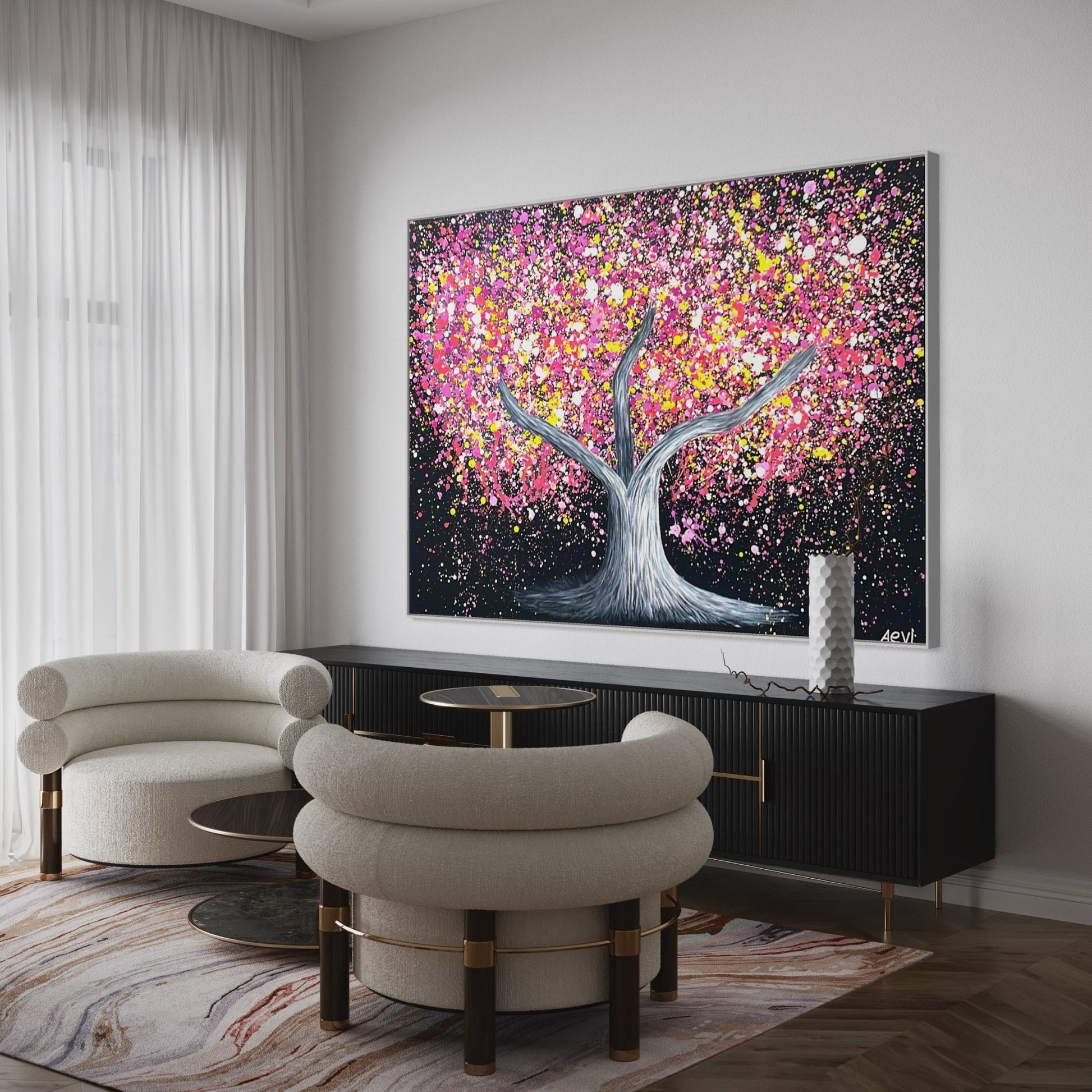Limited Edition Print - Tree of happines - Pink Magic - Canvas BY Albert Levi Art