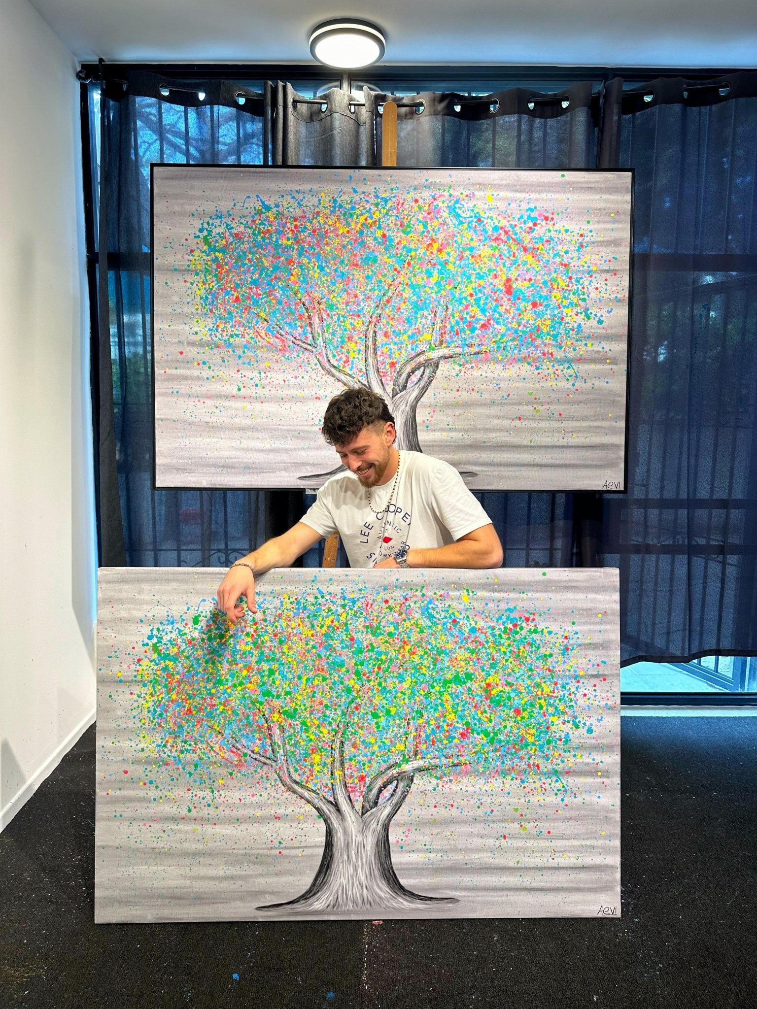 Limited Edition Print - Tree Of Happiness - Colorful Fruits - Canvas BY Albert Levi Art