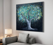 LIMITED EDITION PRINT - Tree of Heppines - Glow in The Dark - Canvas BY Albert Levi Art