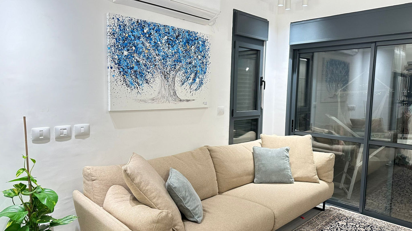 LIMITED EDITION PRINT - Tree of Life - Blue Life - Canvas BY Albert Levi Art