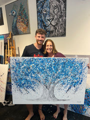 LIMITED EDITION PRINT - Tree of Life - Blue Life - Canvas BY Albert Levi Art