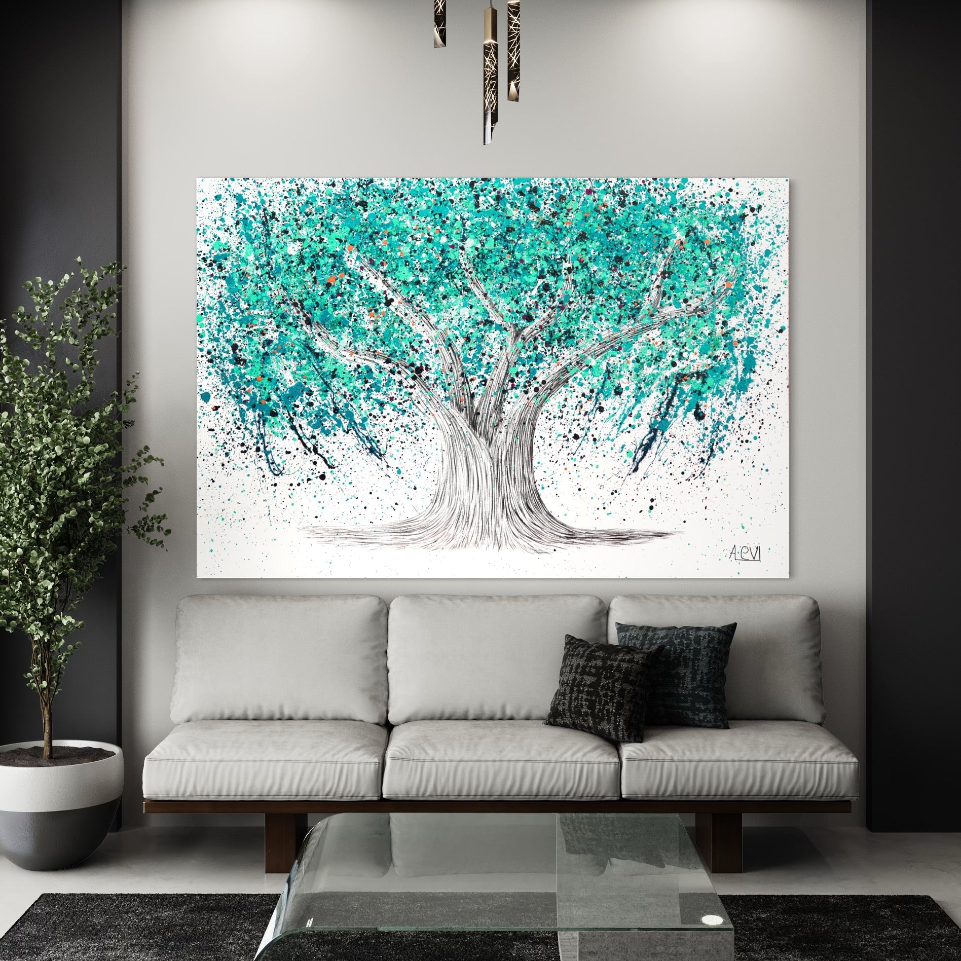 Limited Edition Print - TREE OF LIFE - Turquoise Tranquility - Canvas BY Albert Levi Art