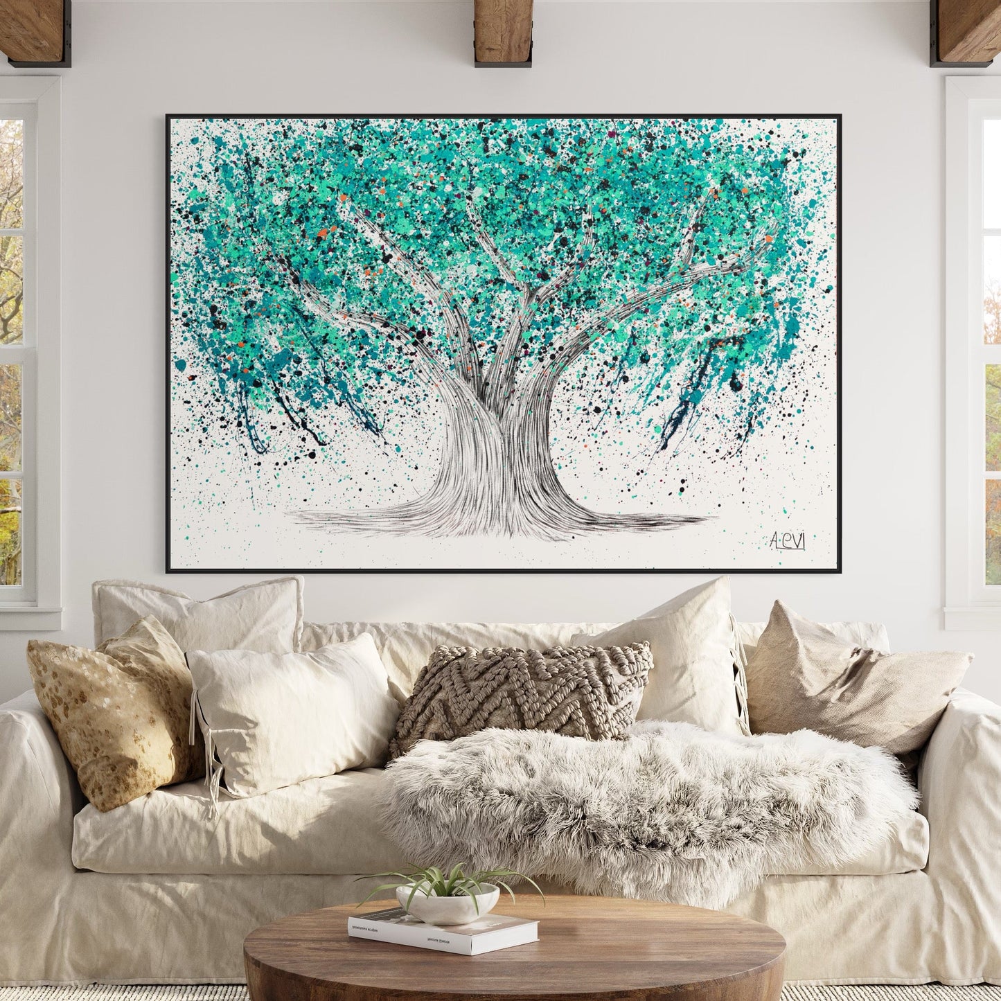 Limited Edition Print - TREE OF LIFE - Turquoise Tranquility - Canvas BY Albert Levi Art