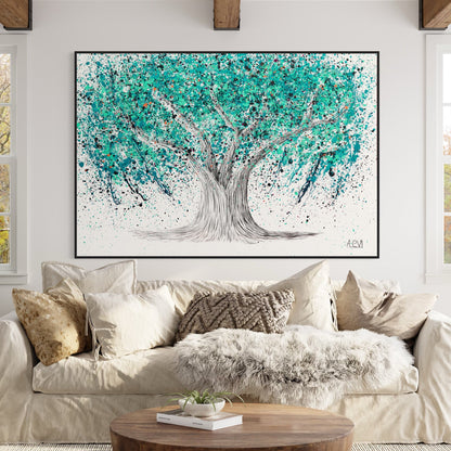 Limited Edition Print - TREE OF LIFE - Turquoise Tranquility - Canvas BY Albert Levi Art
