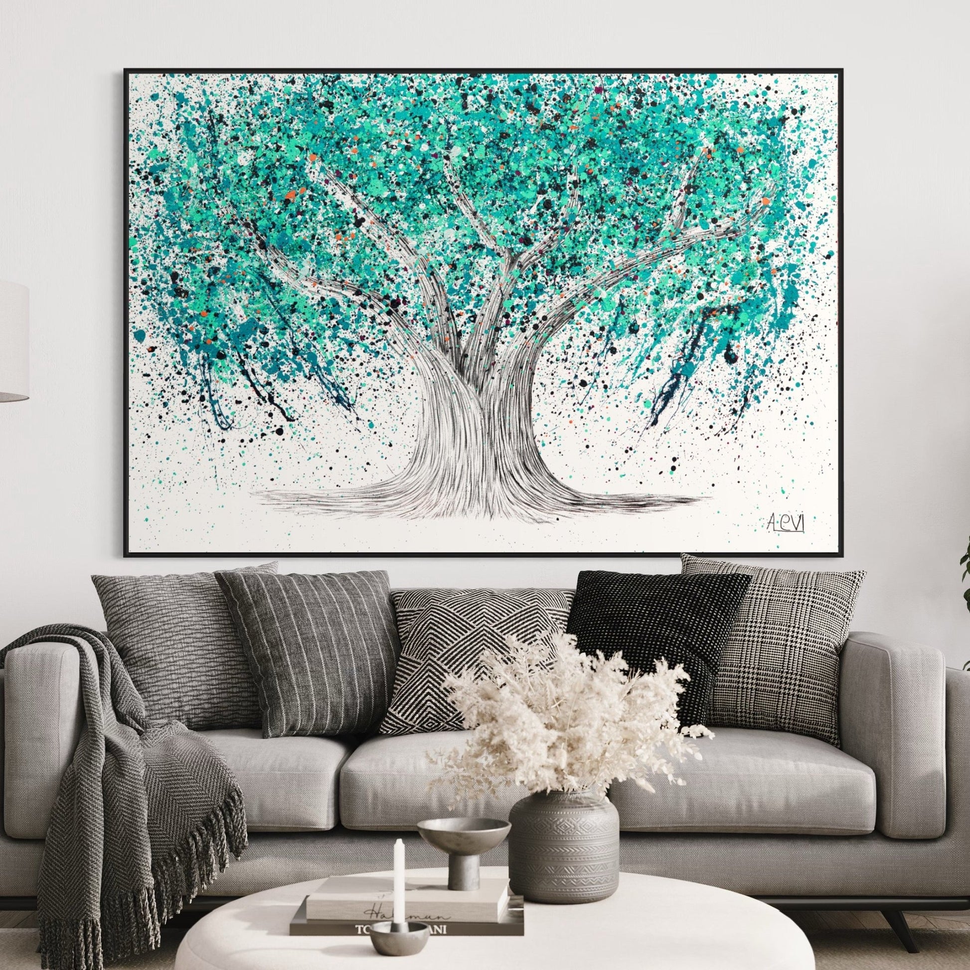 Limited Edition Print - TREE OF LIFE - Turquoise Tranquility - Canvas BY Albert Levi Art
