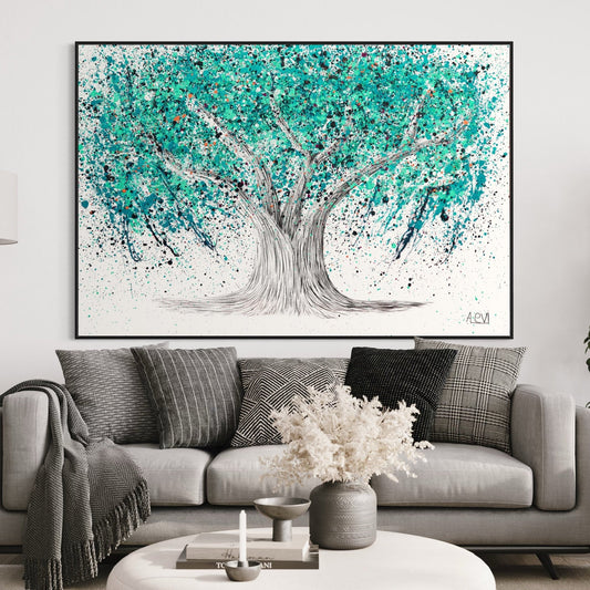 Limited Edition Print - TREE OF LIFE - Turquoise Tranquility - Canvas BY Albert Levi Art