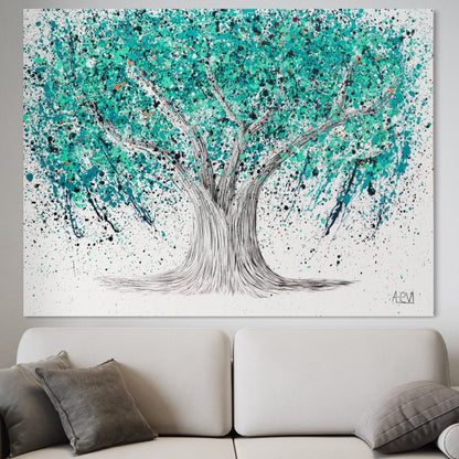 Limited Edition Print - TREE OF LIFE - Turquoise Tranquility - Canvas BY Albert Levi Art