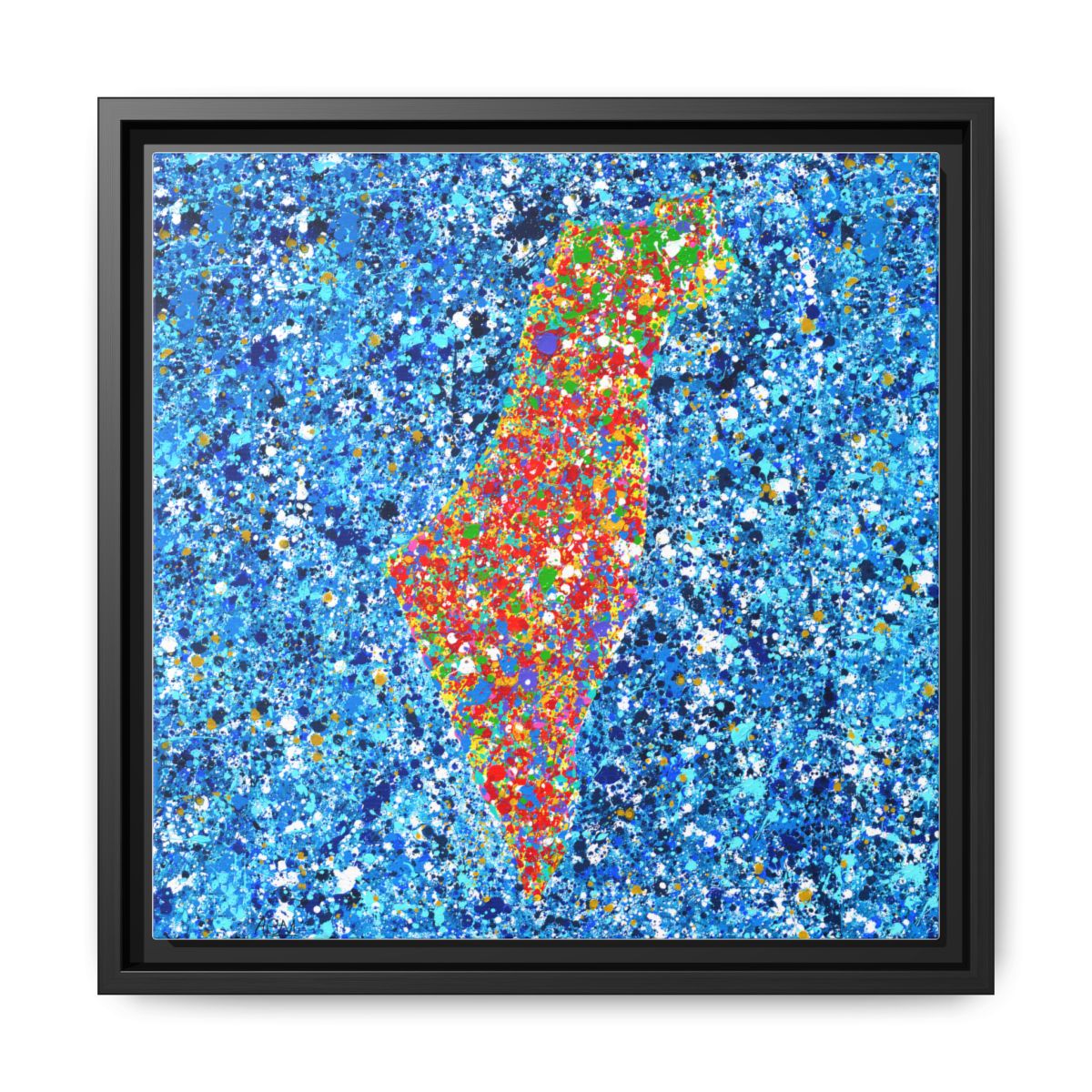 Map of Israel framed canvas print, black frame