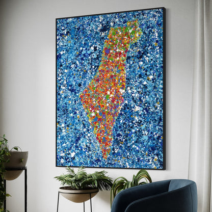 ORIGINAL ARTWORK - Map Of Israel - BY Albert Levi Art