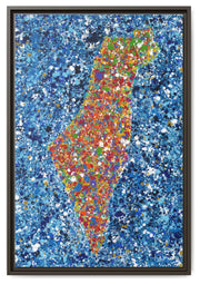 Map Of Israel Never Again vertical framed canvas print by Albert Levi