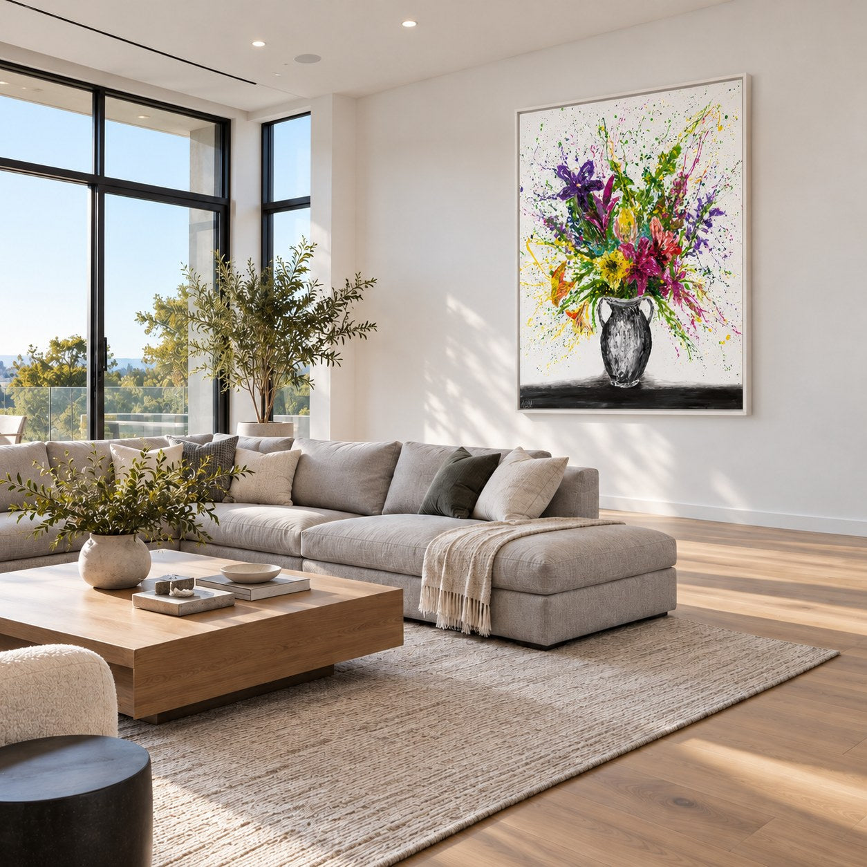 My Bouquet canvas wall art in a bright living room