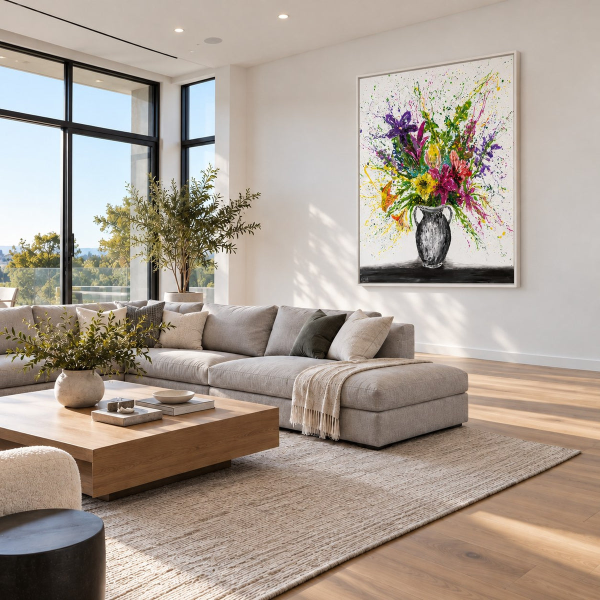 My Bouquet canvas wall art in a bright living room