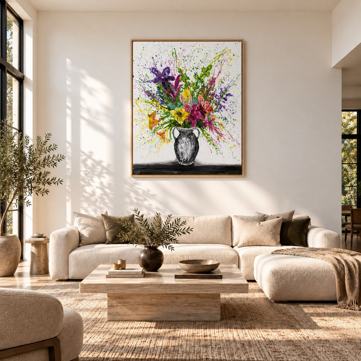My Bouquet canvas wall art in a modern white living room