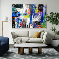 ORIGINAL ARTWORK - BLUE WATERFALL - Canvas BY Albert Levi Art