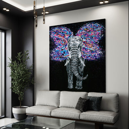 ORIGINAL ARTWORK - Butterfly / Elephant - BY Albert Levi Art