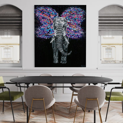 ORIGINAL ARTWORK - Butterfly / Elephant - BY Albert Levi Art