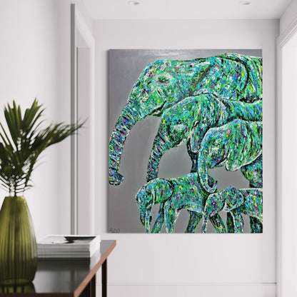 ORIGINAL ARTWORK - Family Stride - Canvas BY Albert Levi Art
