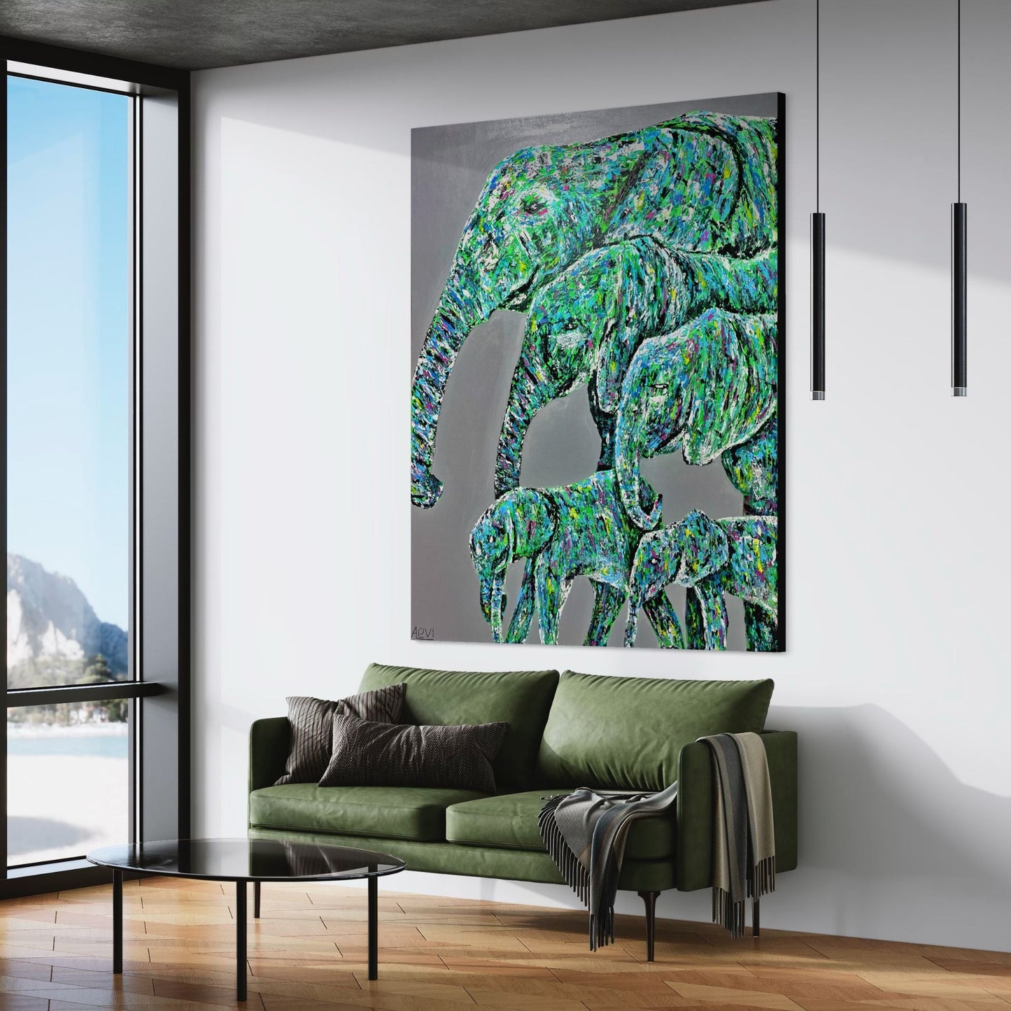 ORIGINAL ARTWORK - Family Stride - Canvas BY Albert Levi Art