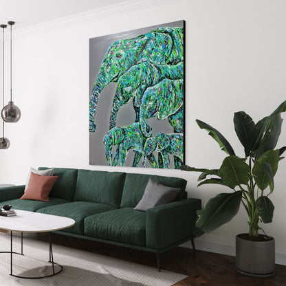 ORIGINAL ARTWORK - Family Stride - Canvas BY Albert Levi Art